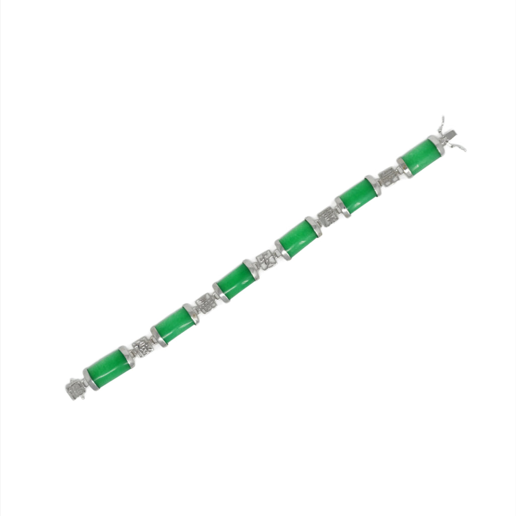 Sterling Silver Jade Good Luck Bracelet (6 Segments)