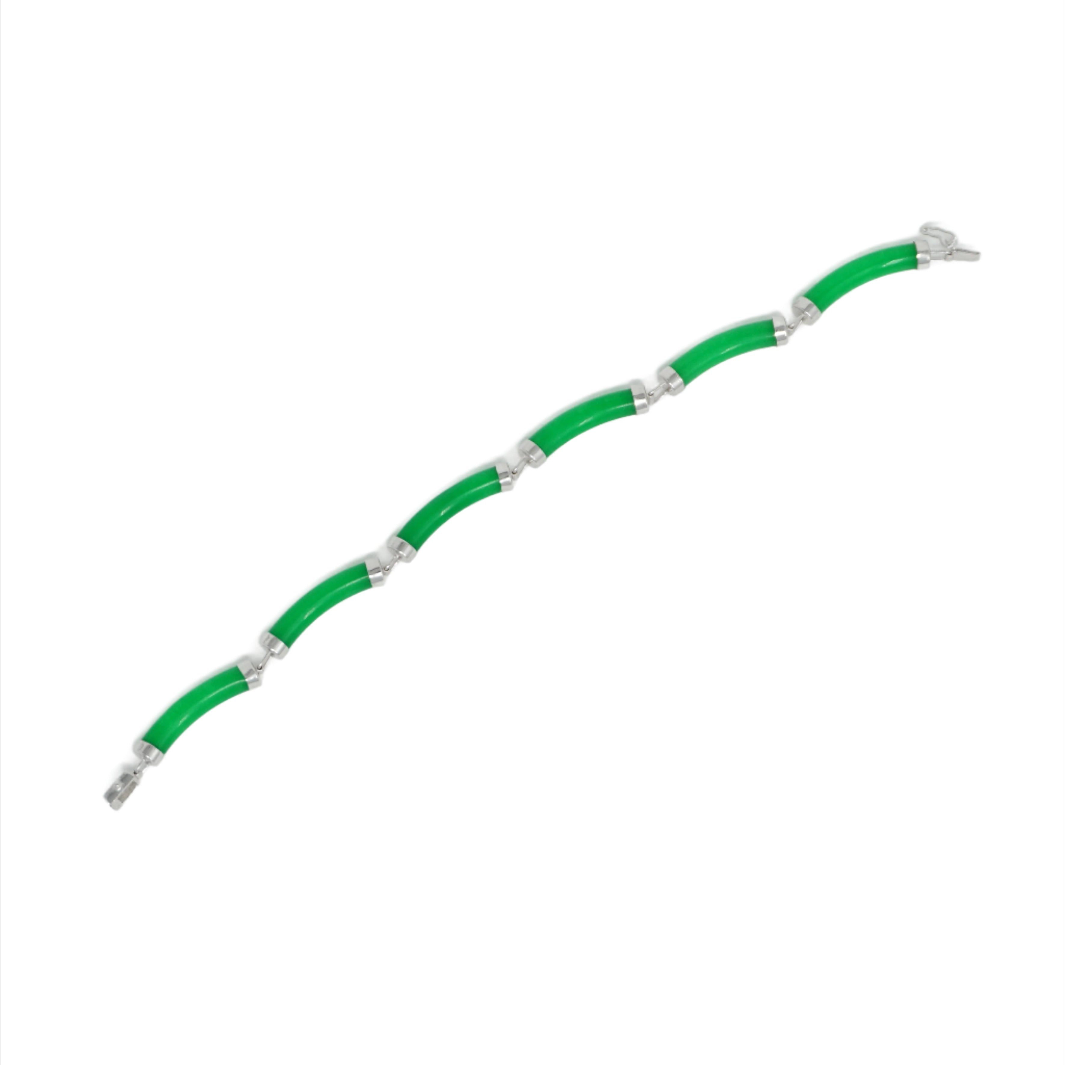 Sterling Silver Jade Tube Bracelet