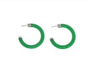 Sterling Silver Jade Half Hoop Earrings (35mm)