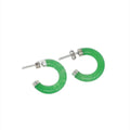 Sterling Silver Jade Half Hoop Earrings (18mm)