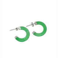 Sterling Silver Jade Half Hoop Earrings (18mm)