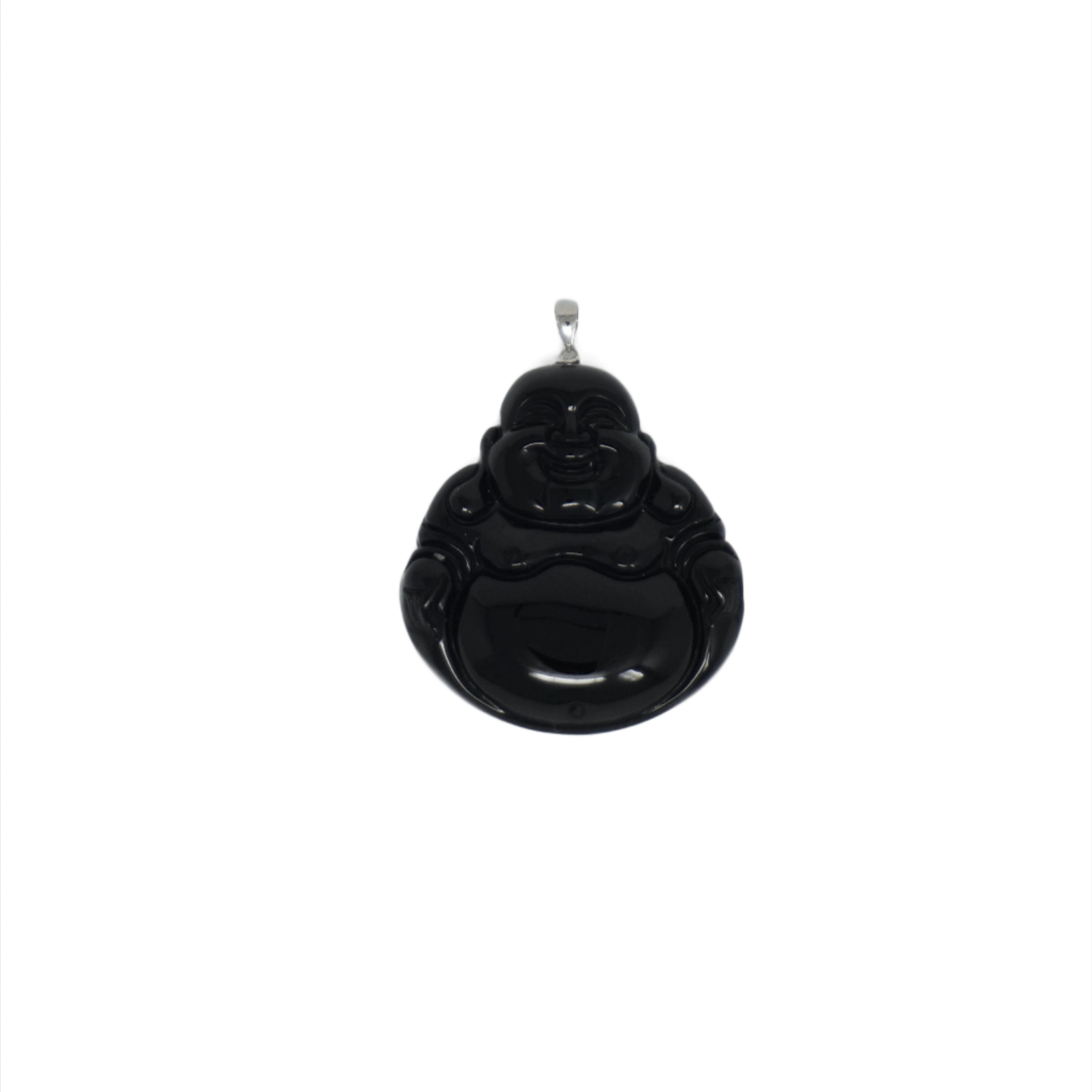 Sterling Silver Large Jade Buddha Pendant (No Prongs)