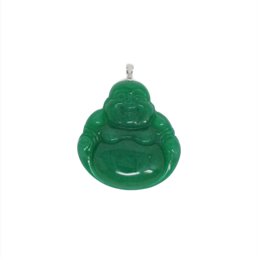 Sterling Silver Large Jade Buddha Pendant (No Prongs)