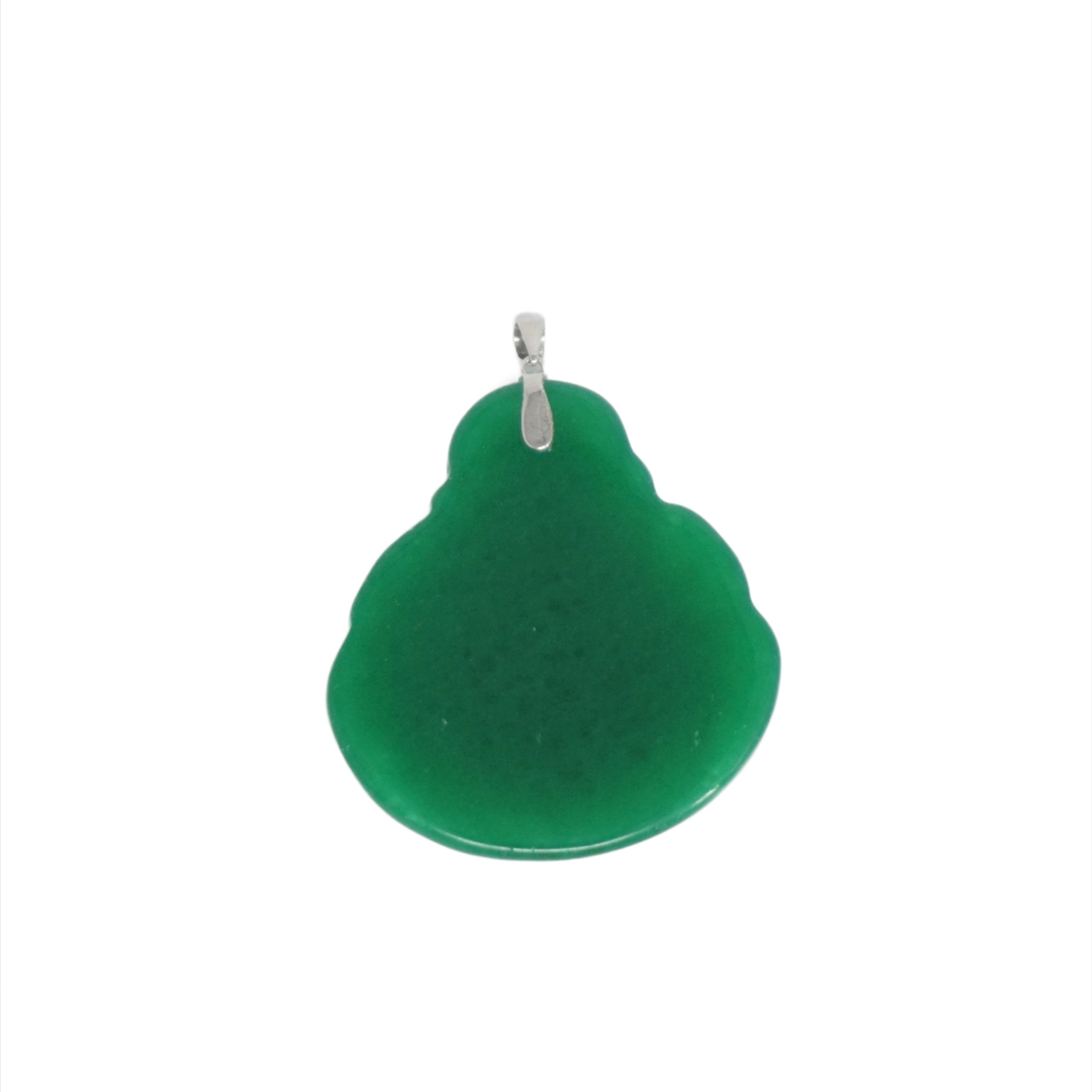 Sterling Silver Large Jade Buddha Pendant (No Prongs)