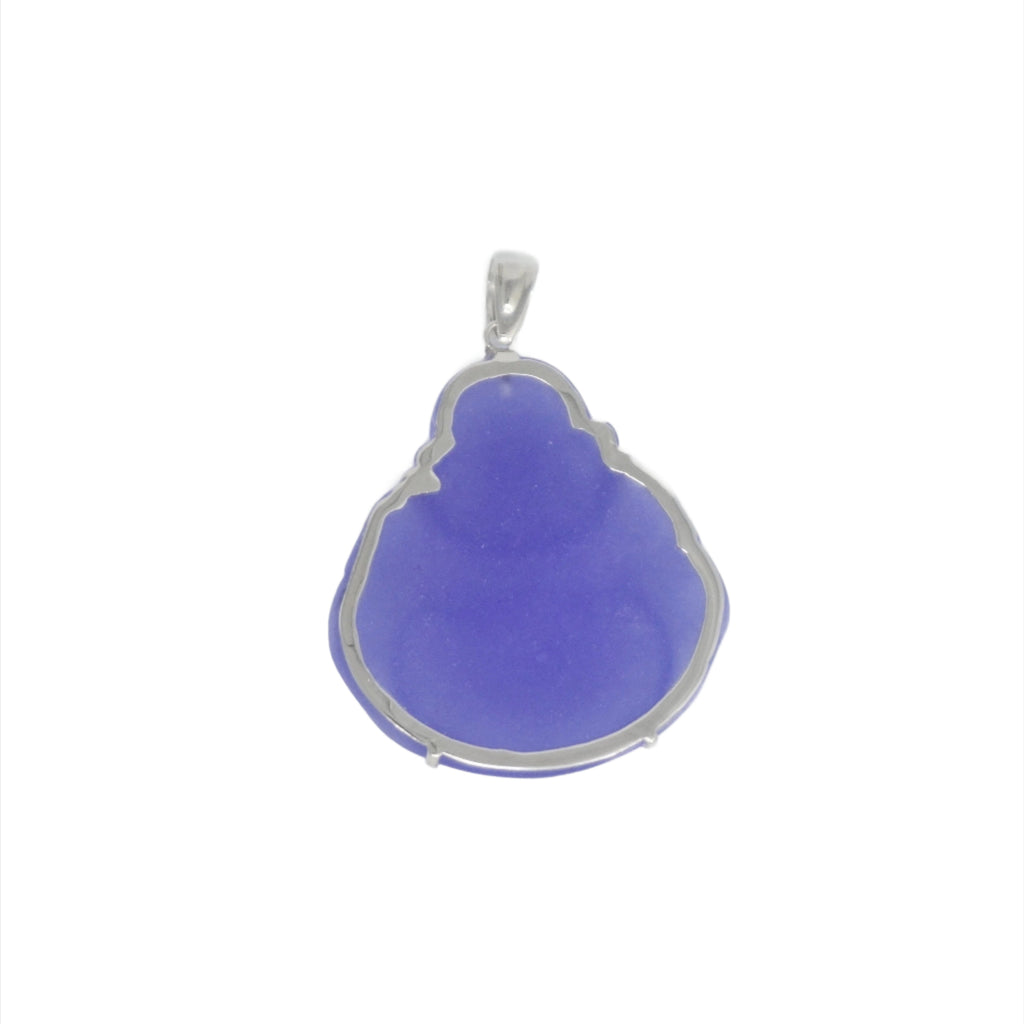 Sterling Silver Large Jade Buddha Pendant (With Prongs)