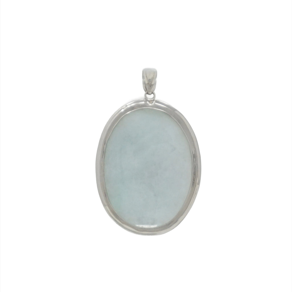 Sterling Silver Large Jade Oval Pendant