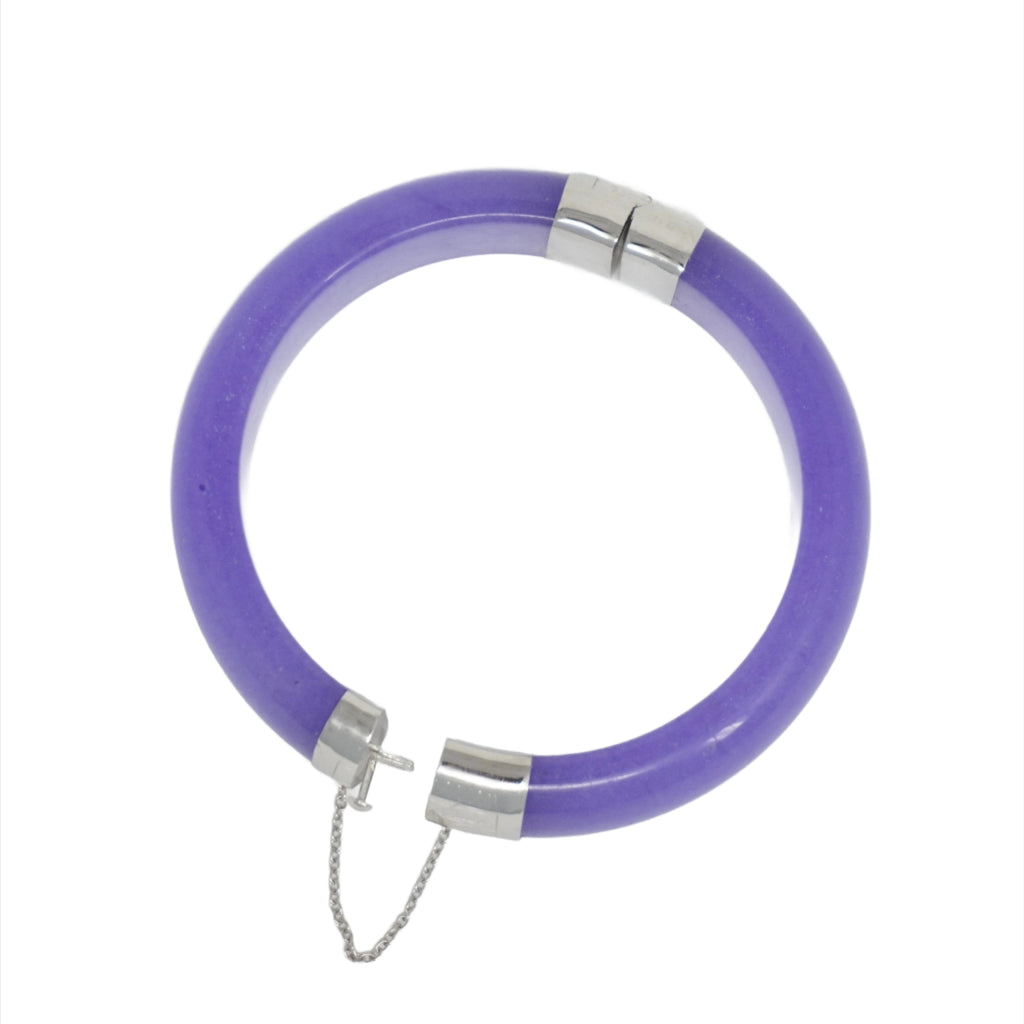 Sterling Silver Jade Two-Section Bangle