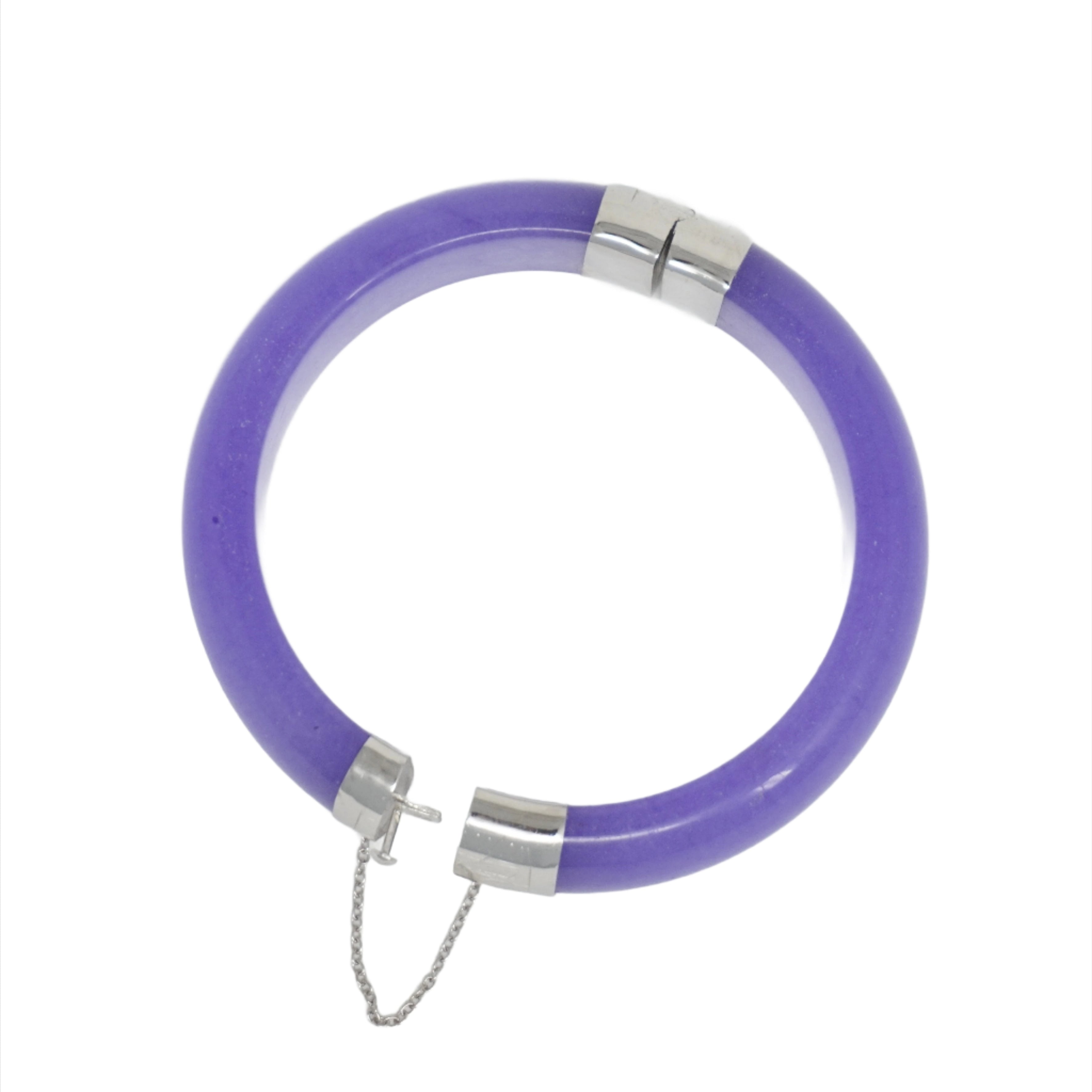 Sterling Silver Jade Two-Section Bangle