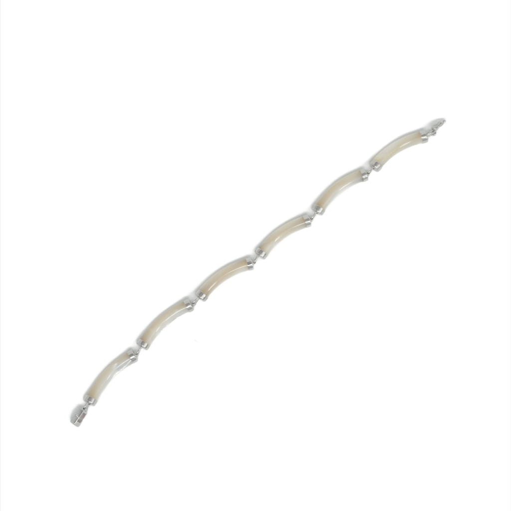 Sterling Silver Jade Tube Bracelet