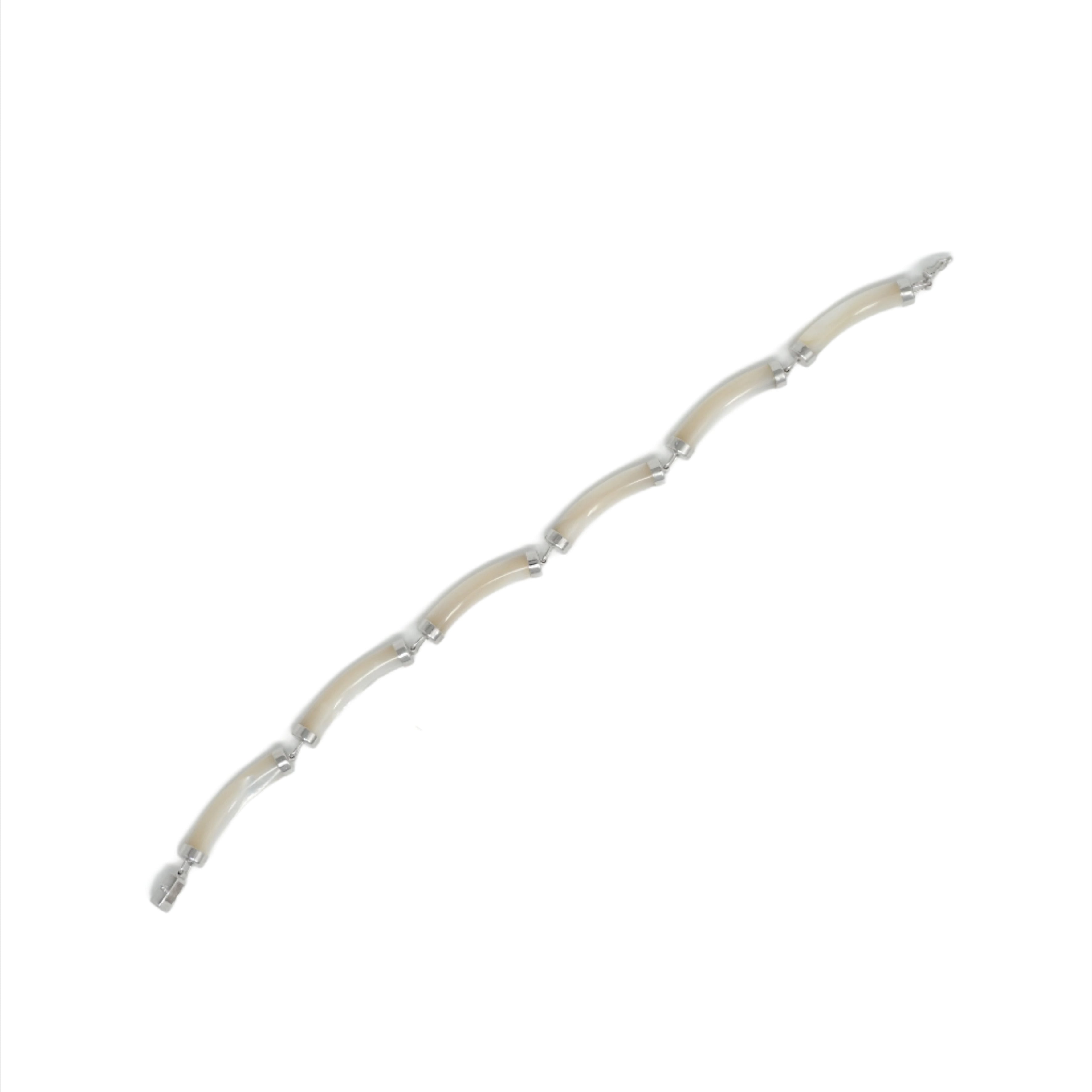 Sterling Silver Jade Tube Bracelet