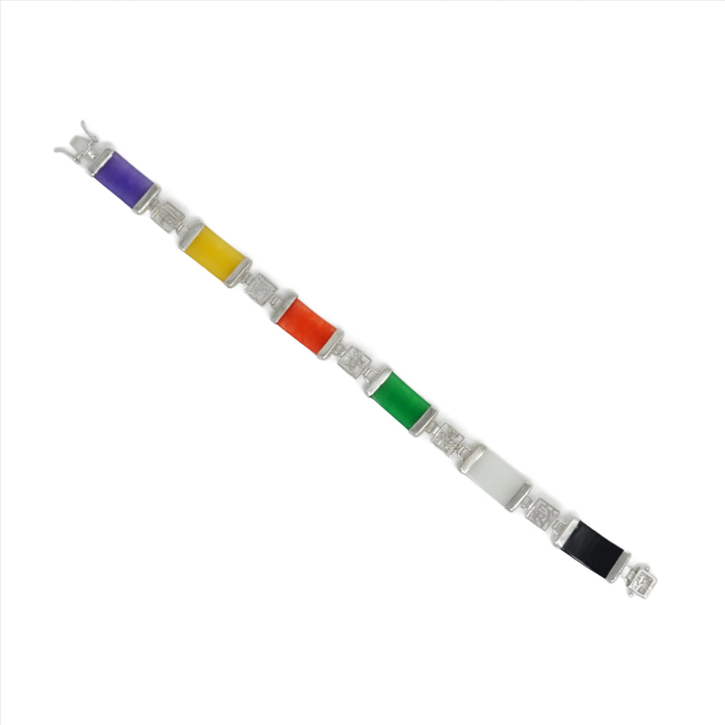 Sterling Silver Jade Good Luck Bracelet (6 Segments)
