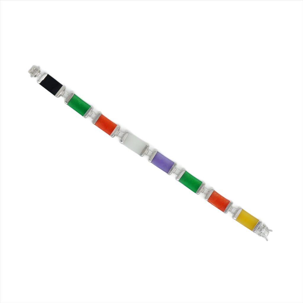 Sterling Silver Jade 8 Segment Bracelet