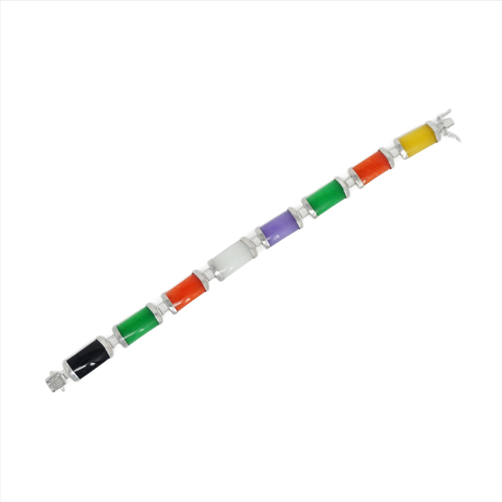 Sterling Silver Jade 8 Segment Bracelet