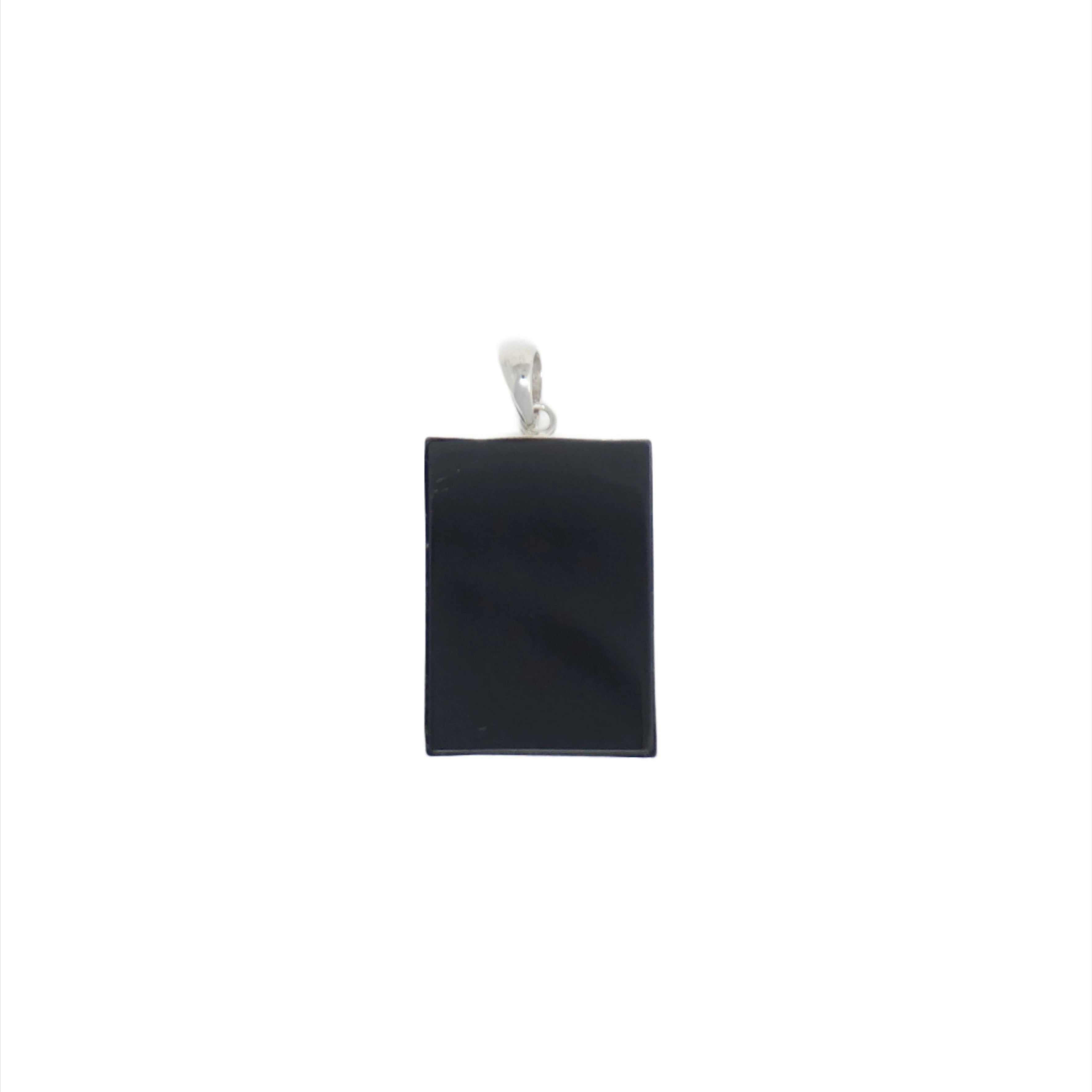 Sterling Silver Rectangular Jade Ohm Pendant