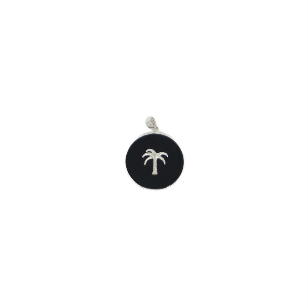 Sterling Silver Black Onyx Palm Tree Pendant