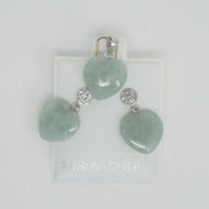 Sterling Silver Small Jade Heart Set