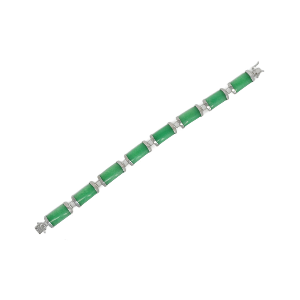 Sterling Silver Jade 8 Segment Bracelet