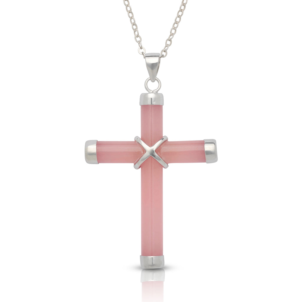 Sterling Silver Jade Cross Pendant (Small)