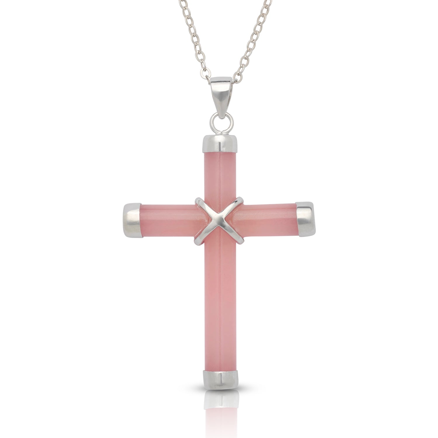 Sterling Silver Jade Cross Pendant (Small)
