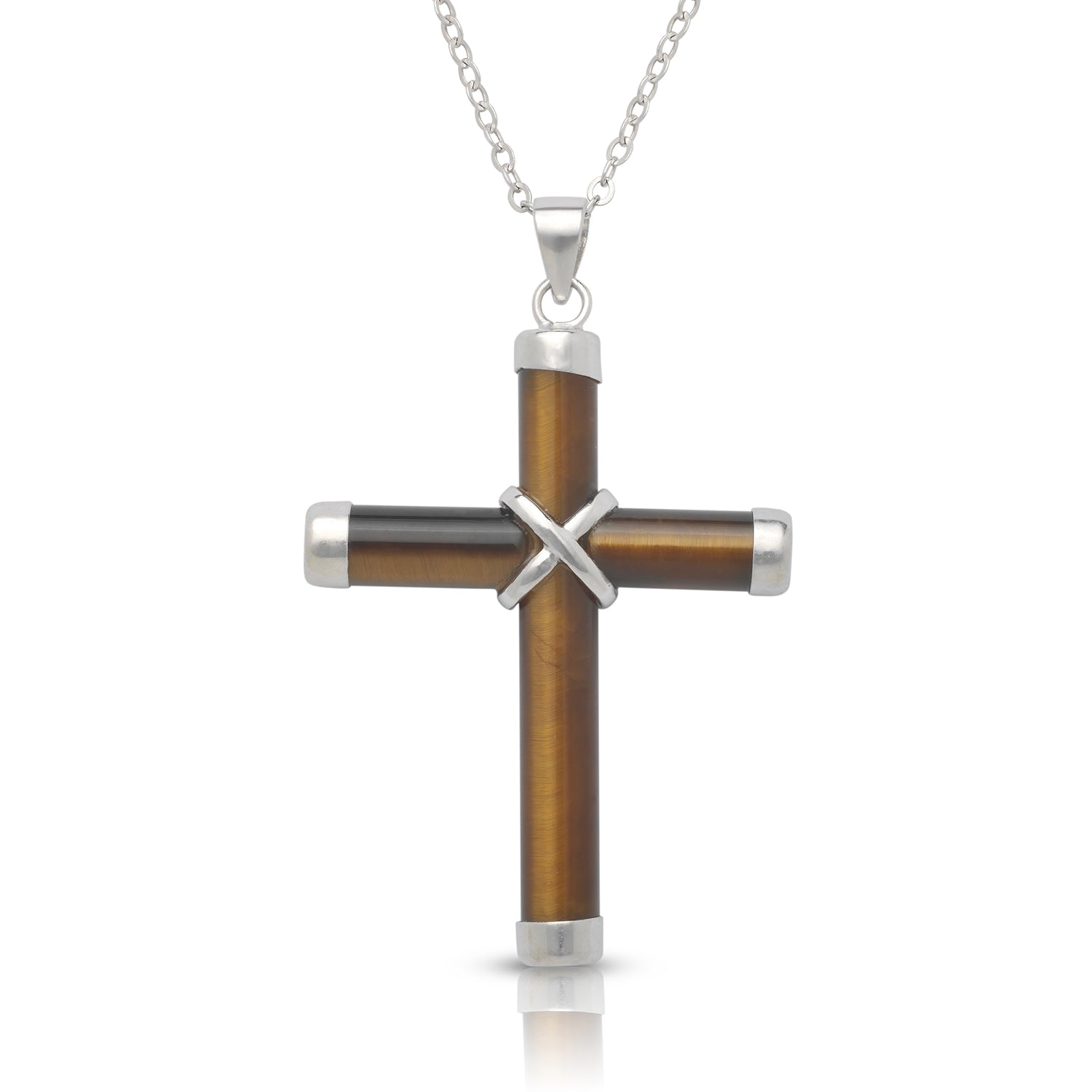 Sterling Silver Jade Cross Pendant (Small)