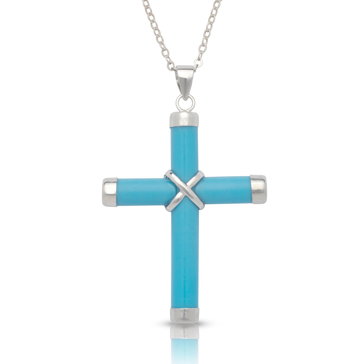 Sterling Silver Jade Cross Pendant (Small)