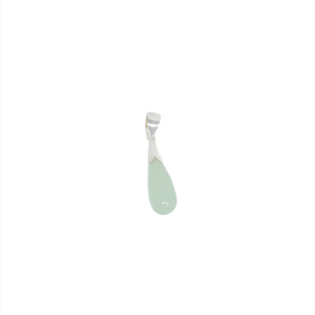 Sterling Silver Jade Teardrop Pendant
