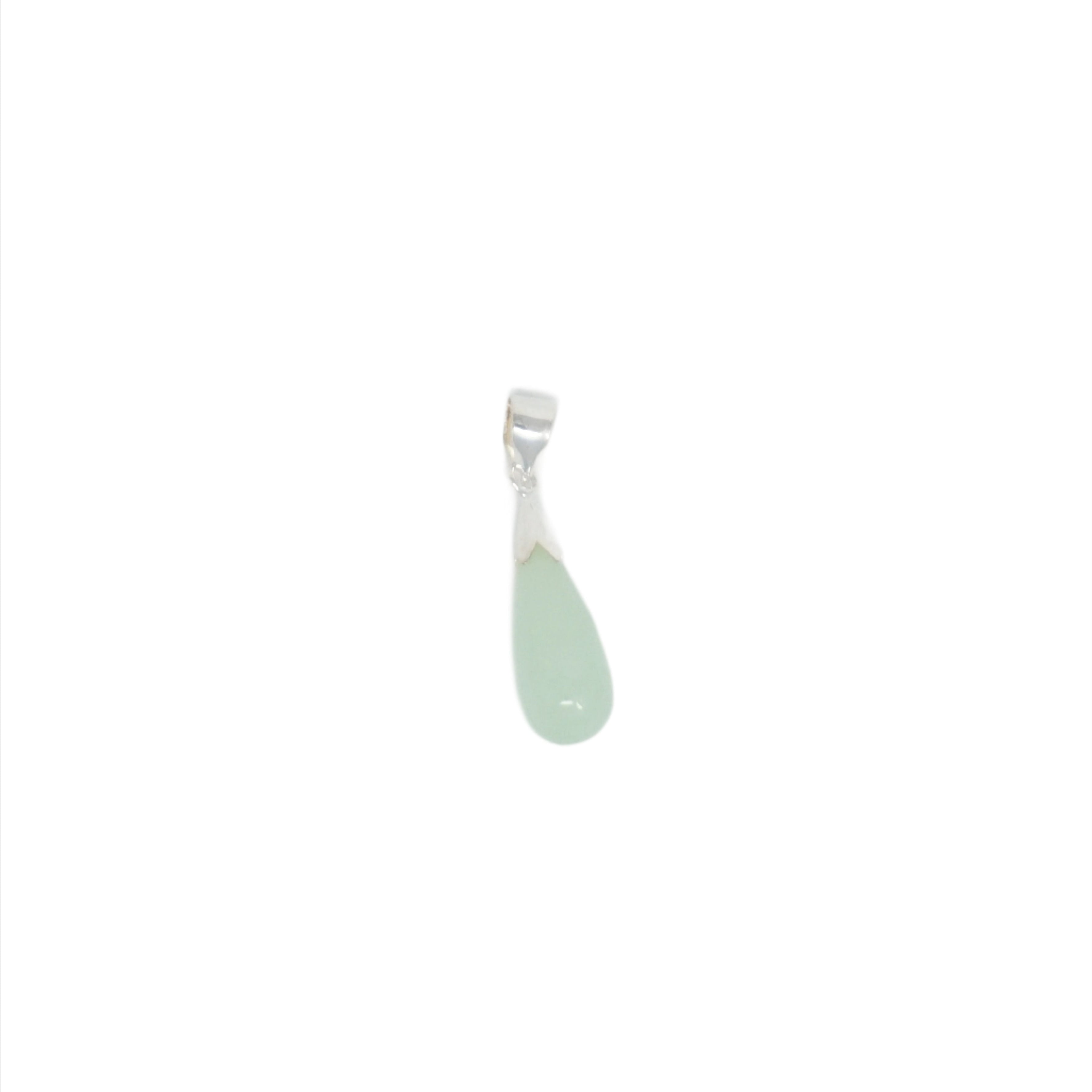 Sterling Silver Jade Teardrop Pendant