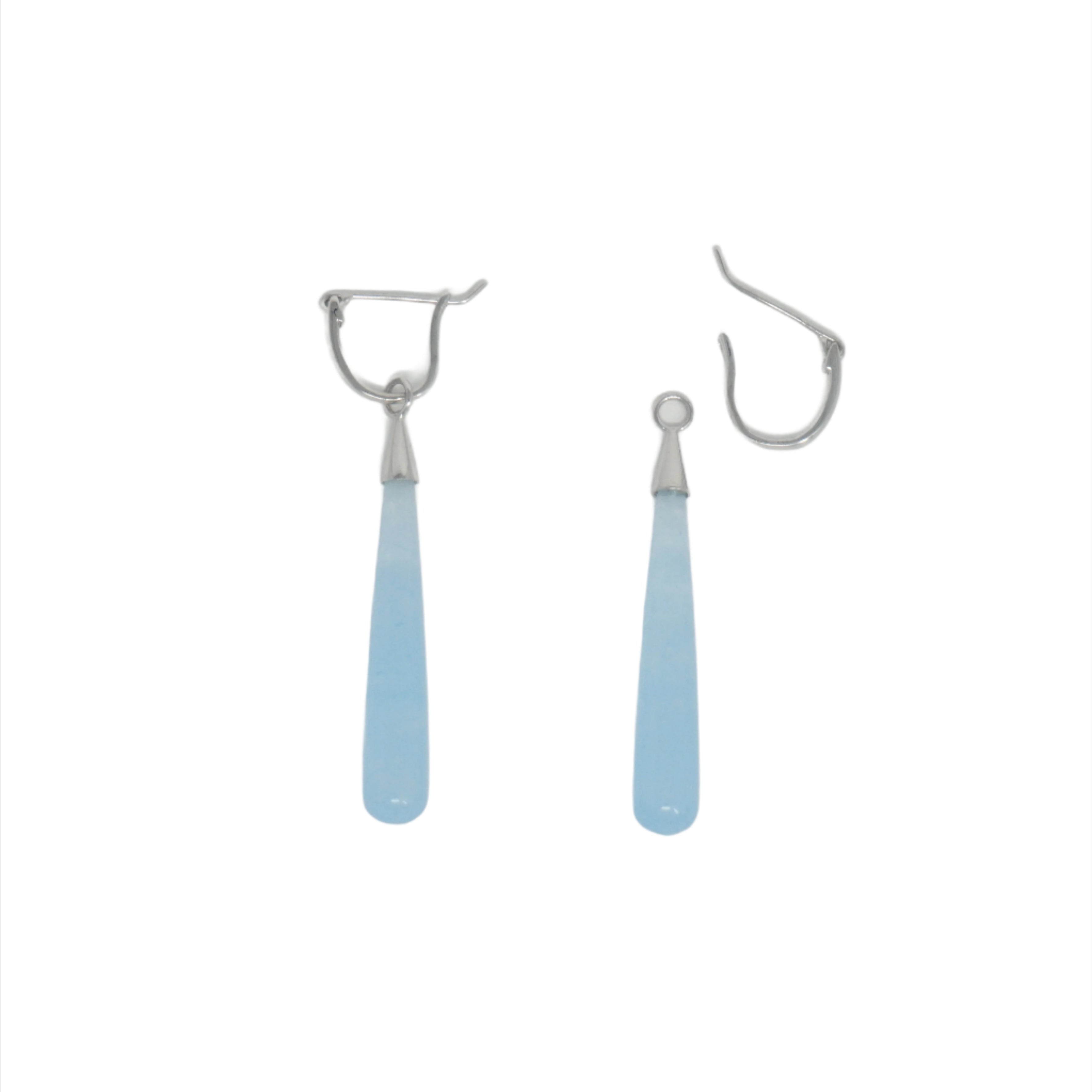 Sterling Silver Long Jade Teardrop Earrings