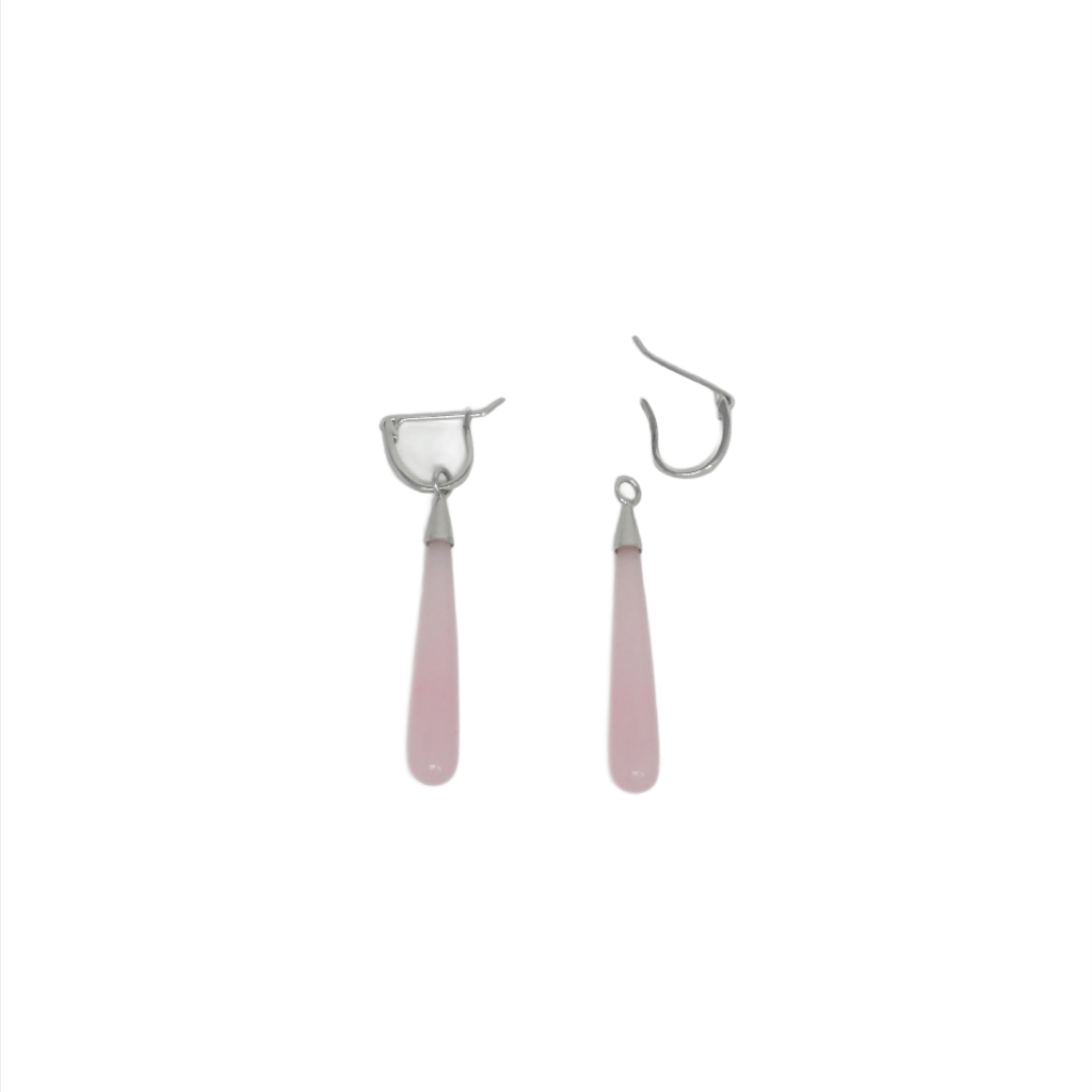 Sterling Silver Long Jade Teardrop Earrings