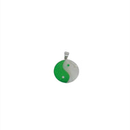 Sterling Silver Ying Yang Pendant With Silver Border