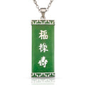 Sterling Silver Jade Three-Character Good Luck Pendant