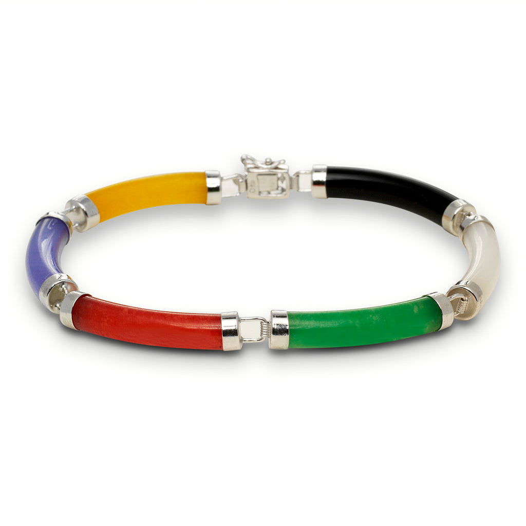 Sterling Silver Jade Cylinder Bracelet