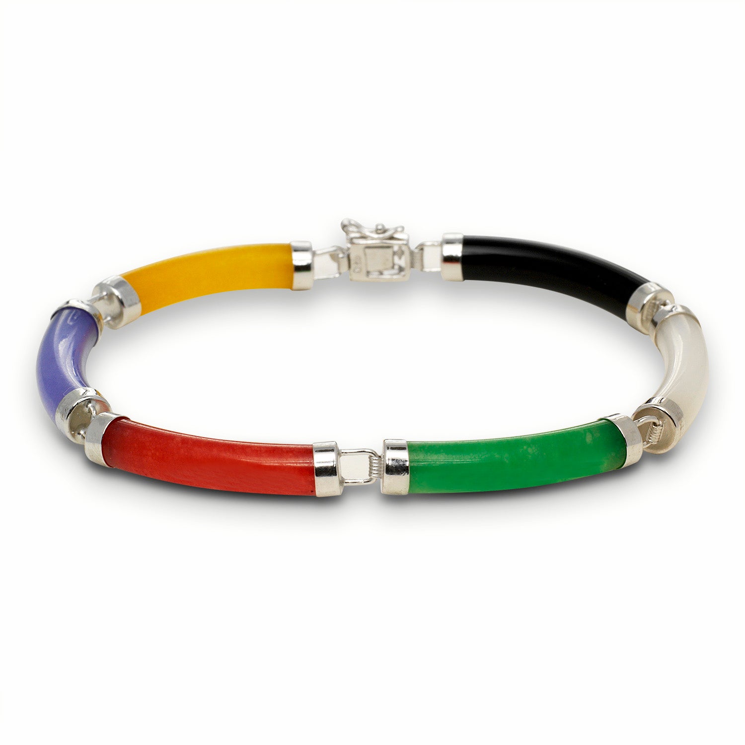Sterling Silver Jade Cylinder Bracelet