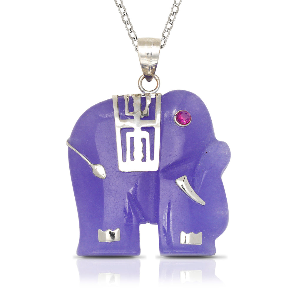 Sterling Silver Jade Elephant Pendant
