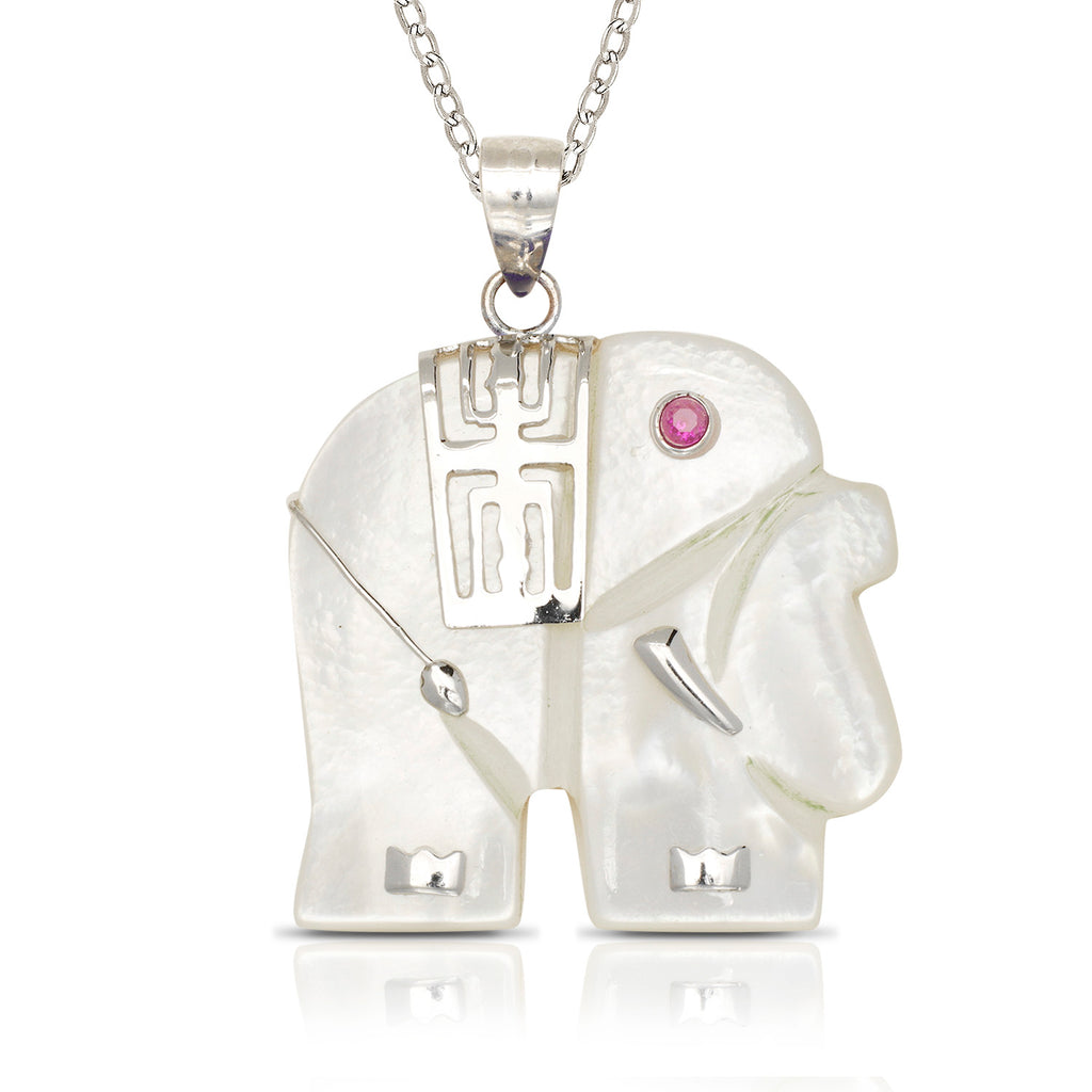 Sterling Silver Jade Elephant Pendant
