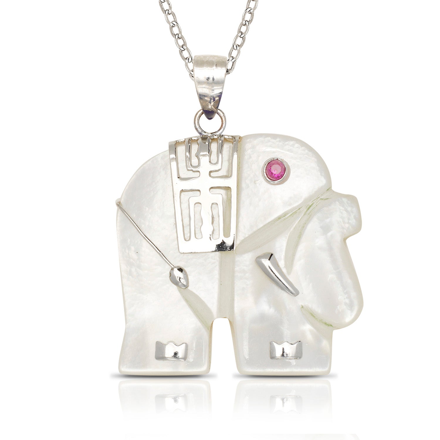Sterling Silver Jade Elephant Pendant