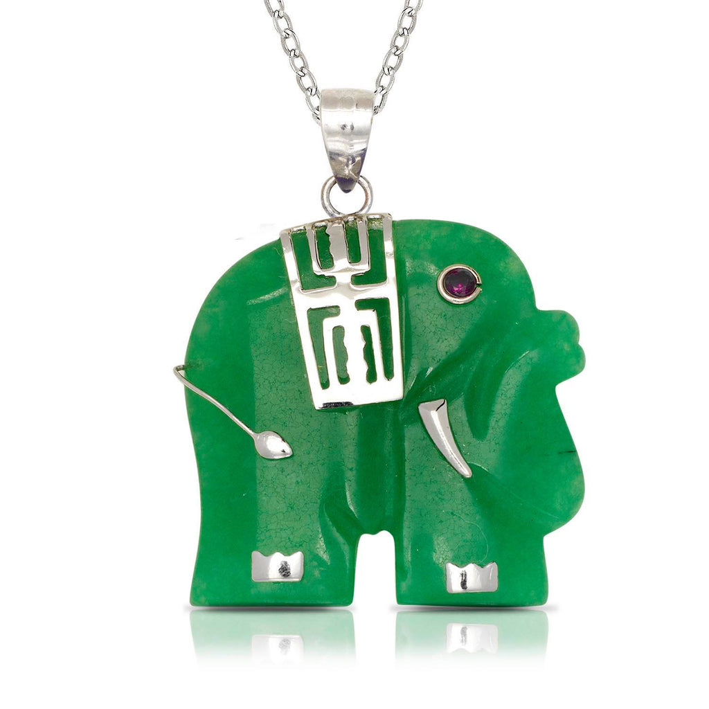 Sterling Silver Jade Elephant Pendant