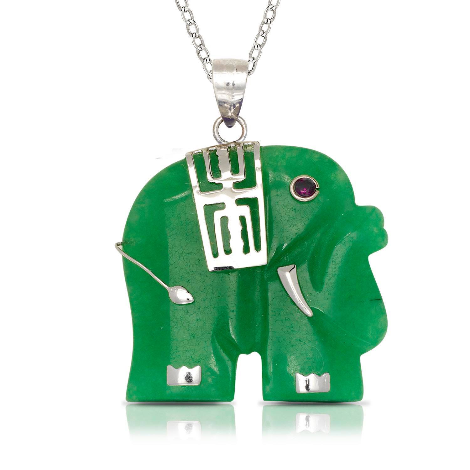 Sterling Silver Jade Elephant Pendant