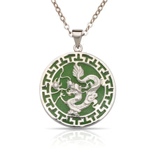 Load image into Gallery viewer, Sterling Silver Round Dragon Greek Key Pendant