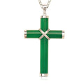 Sterling Silver Jade Cross Pendant (Large)
