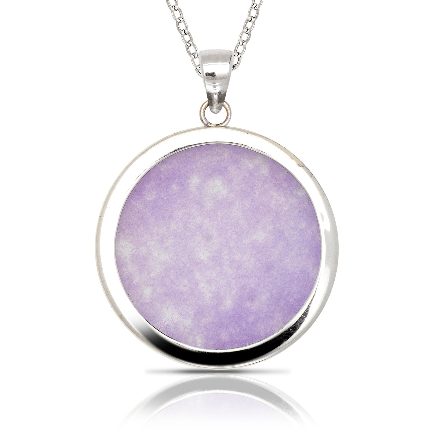 Sterling Silver Jade Circle Bordered Pendant