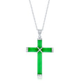 Sterling Silver Jade Cross Pendant (Medium)