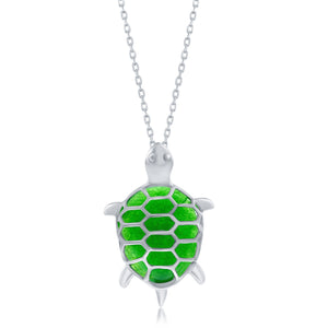 Sterling Silver Patterned Turtle Pendant