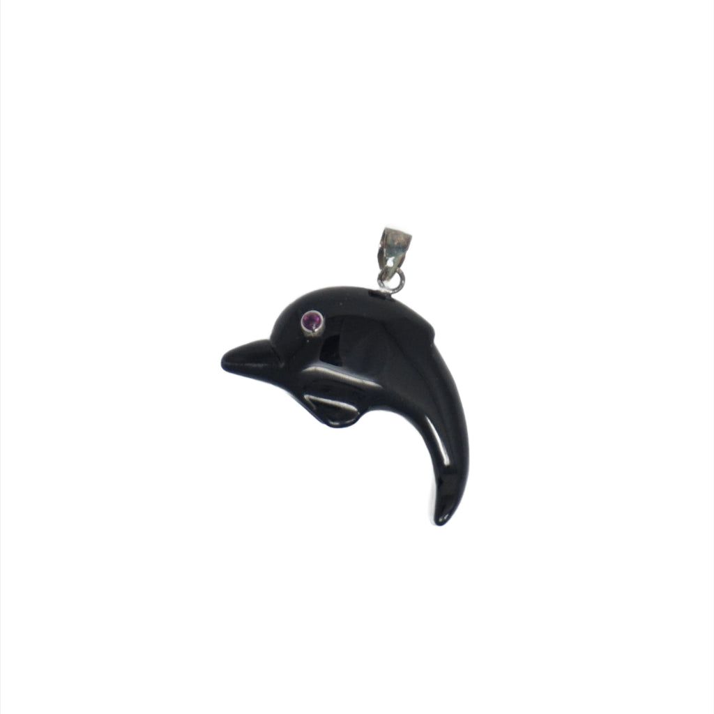 Sterling Silver Plain Jade Dolphin Pendant