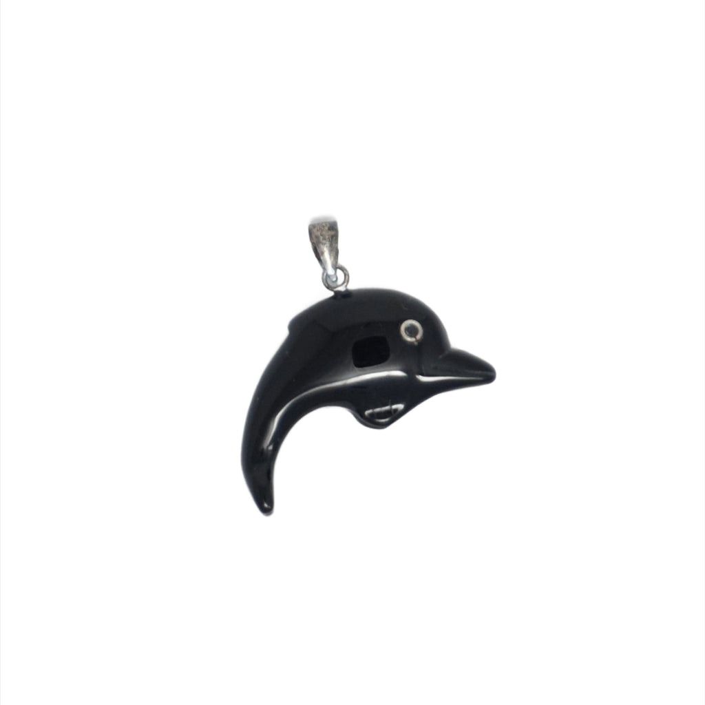 Sterling Silver Plain Jade Dolphin Pendant