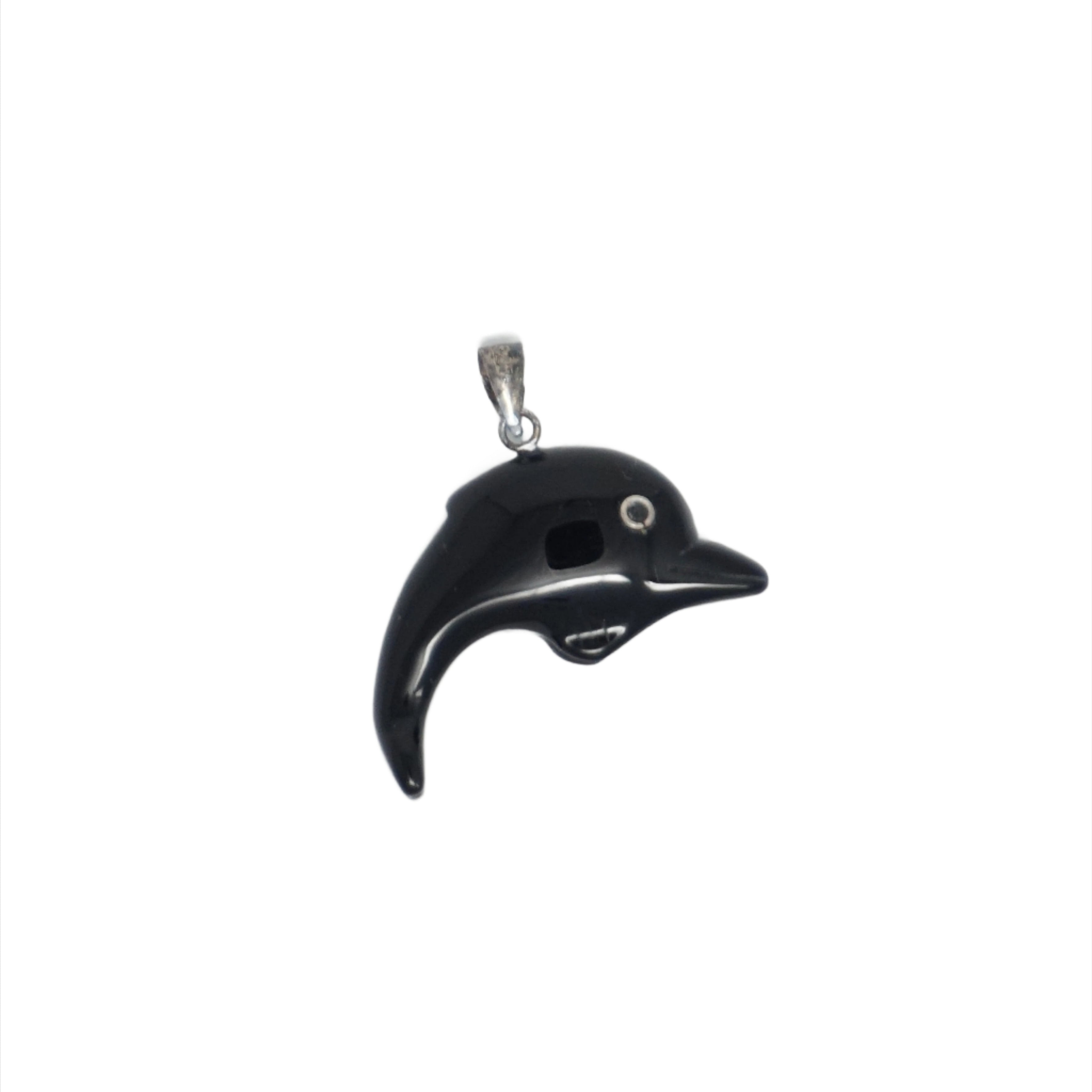 Sterling Silver Plain Jade Dolphin Pendant