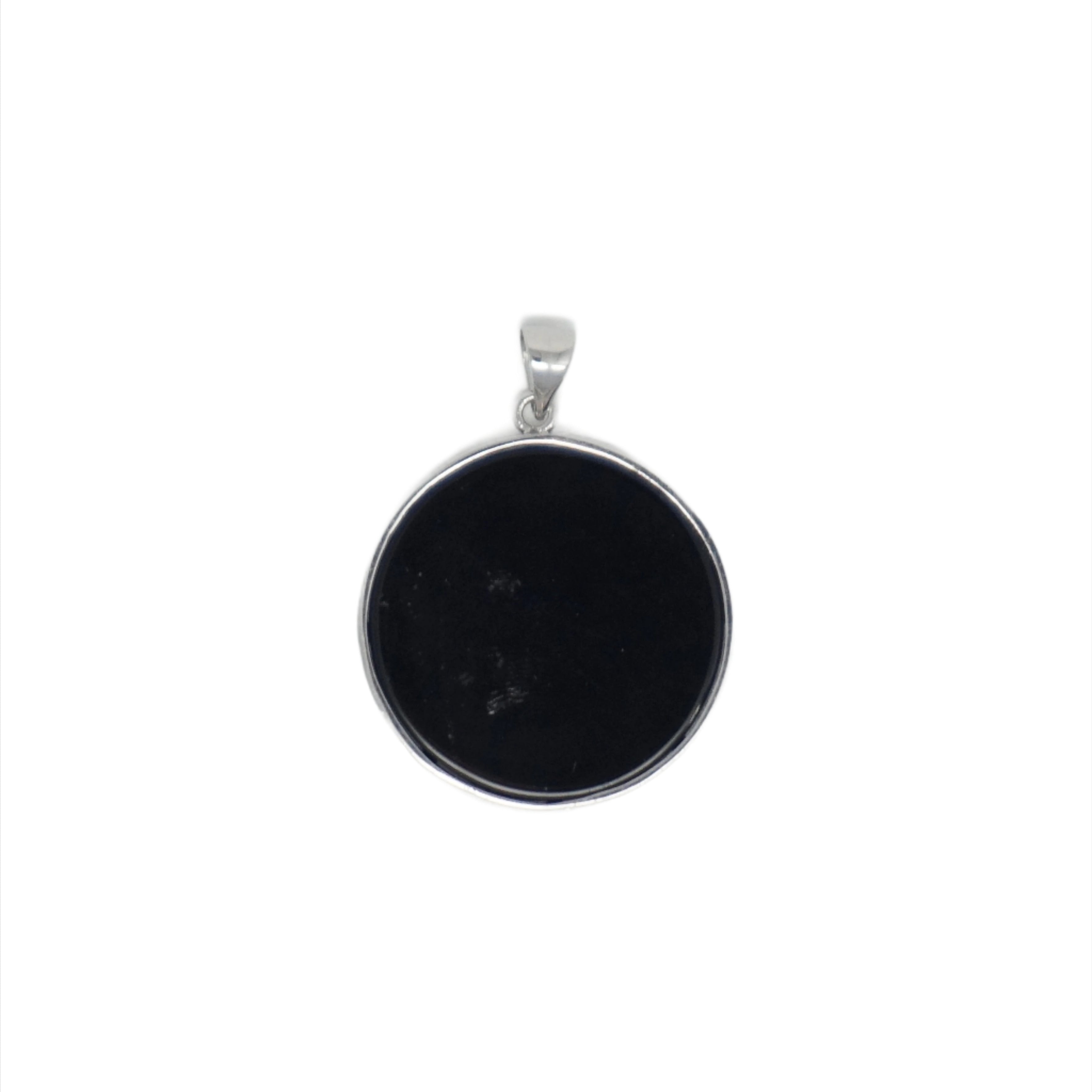 Sterling Silver Round Jade Dragon Greek Key Pendant