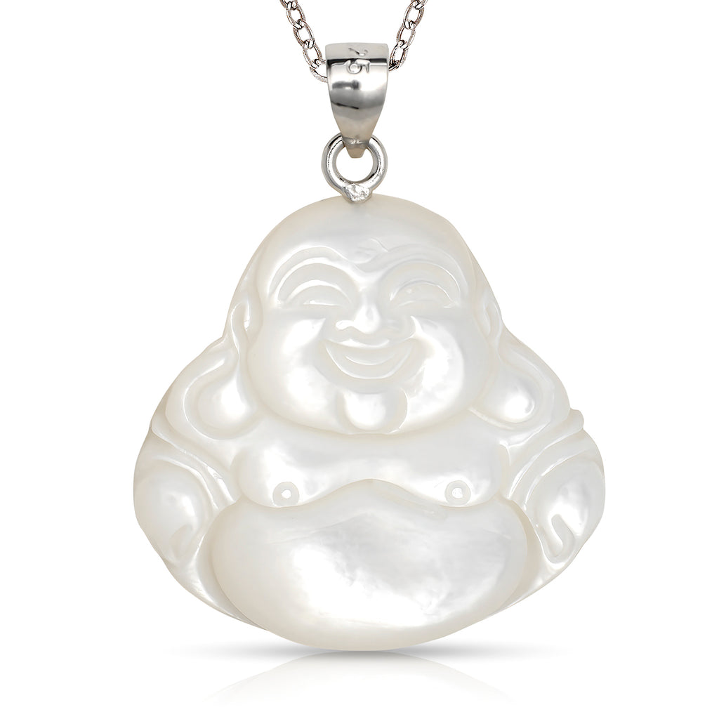 Sterling Silver Small Jade Buddha Pendant (No Prongs)