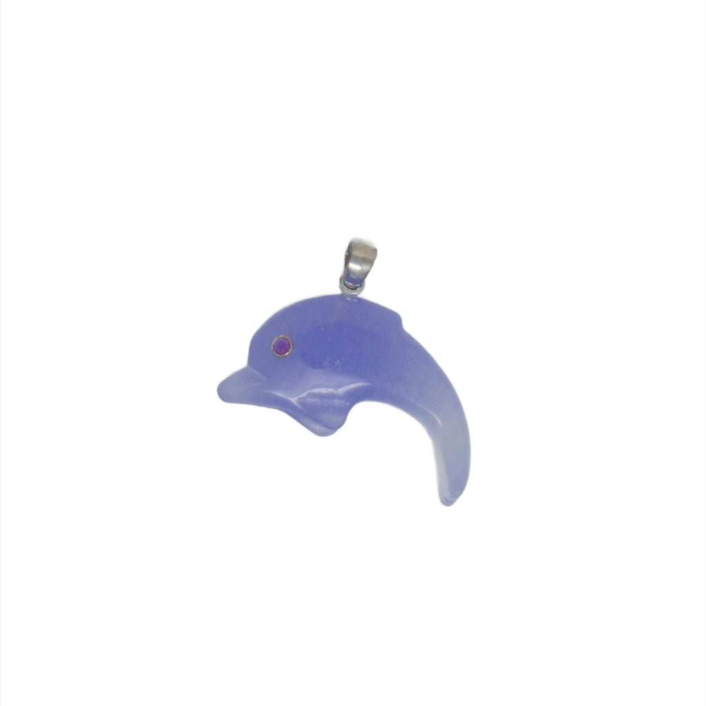 Sterling Silver Plain Jade Dolphin Pendant