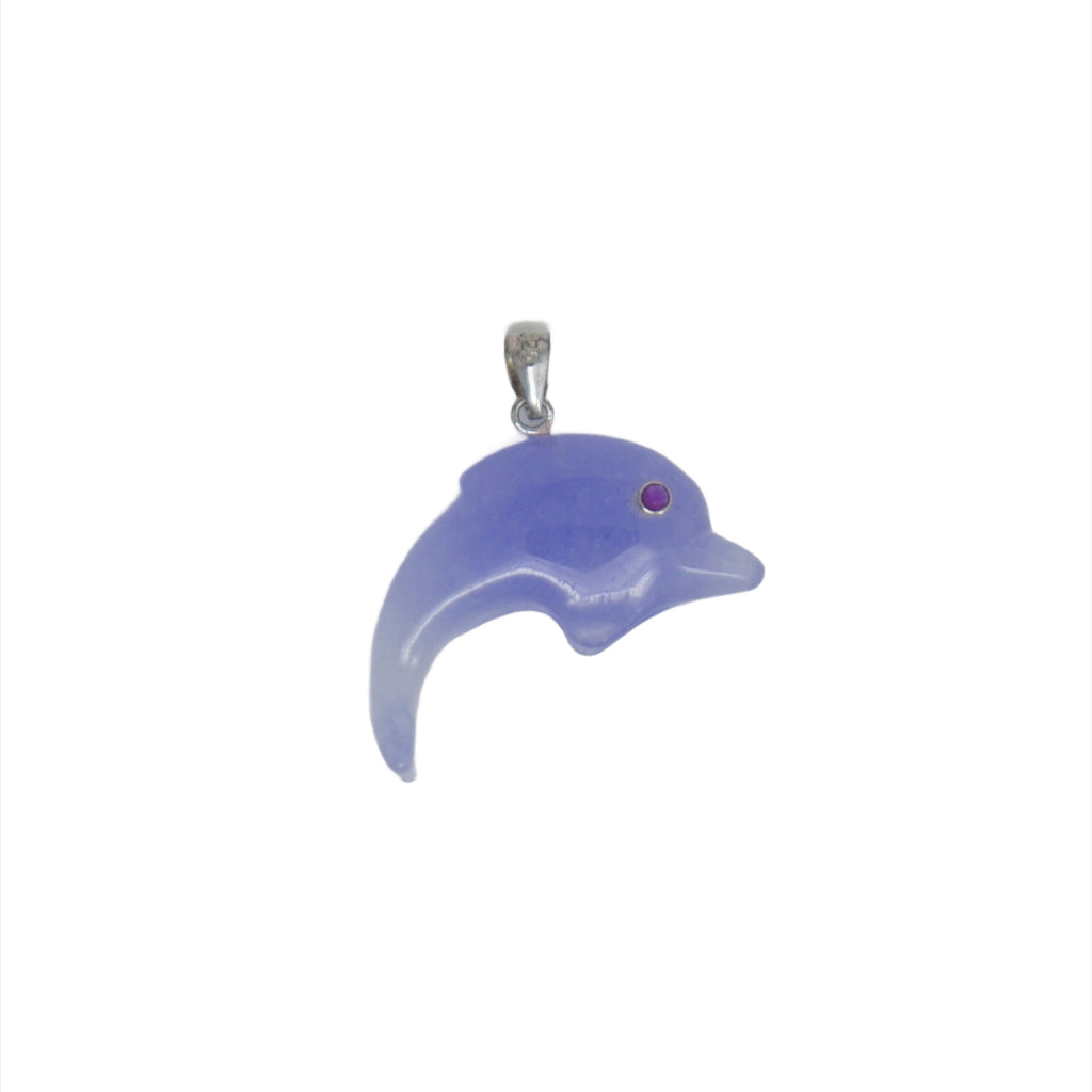 Sterling Silver Plain Jade Dolphin Pendant